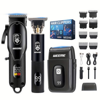 Professional Men Hair Clipper Set Cordless Beard Trimmer Beard Set With Shaver