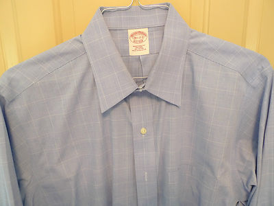 BROOKS BROTHERS-RED LABEL- SPREAD COLLAR -WINDOW PANE CHECK-EXCELLENT-16.5 - 2/3