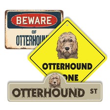 Otterhound 3 Pack Plastic Street Sign Crossing Warning Vintage Rustic Beware