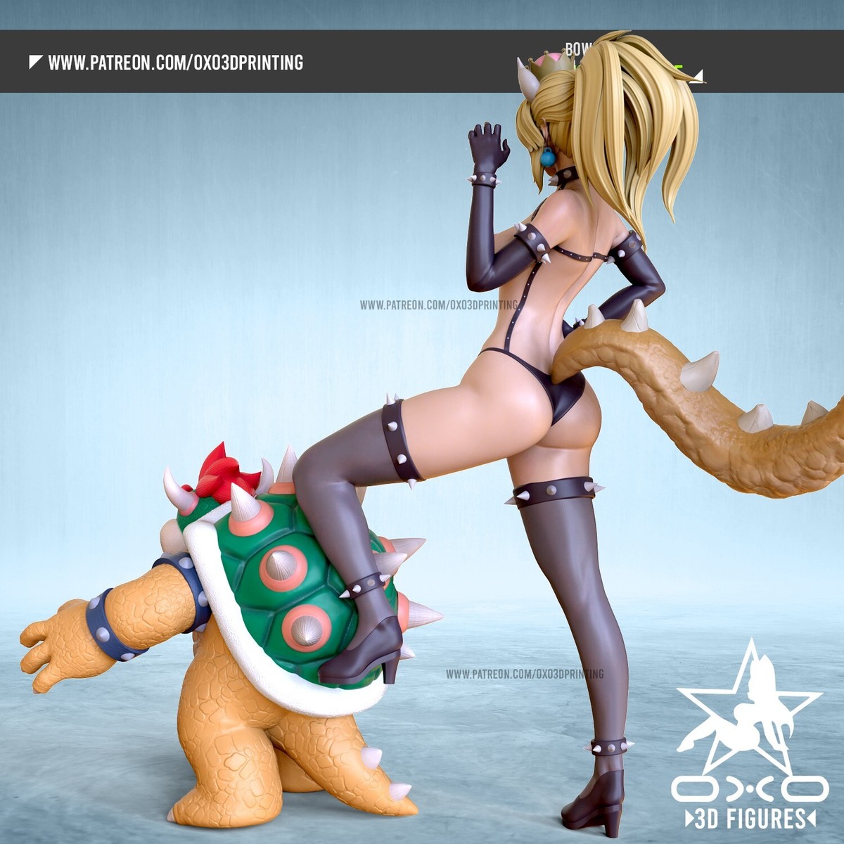 Bowsette NSFW (2) Unpainted 1/12 resin model kit and base OXO