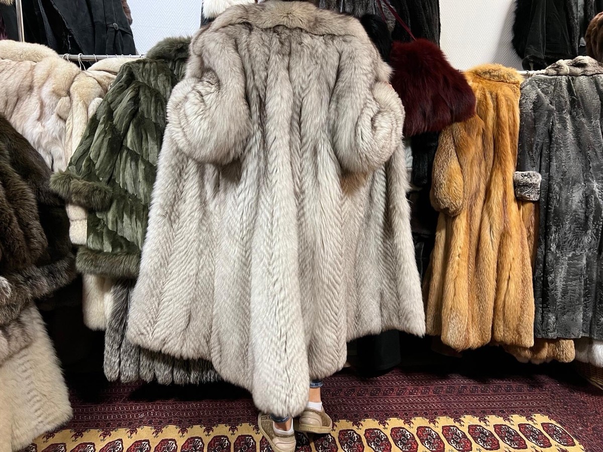 Fox Coat Blue Fox fuchs fur Coat Fur Real Fur Coat Volpe 38