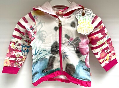 Sweatjacke mit Kapuze für Mädchen von Pezzo Doro  Gr. 86 pink weiß bunt