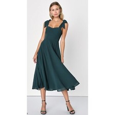 NWOT Sophisticated Charisma Dark Teal Tie-Strap A-Line Midi Dress