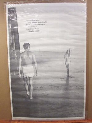 Vintage Sand thoughts I was walking alone  black and white poster NICE 11984
