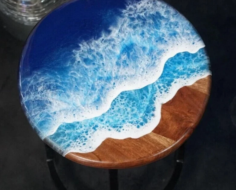 18" Epoxy Resin Table Top, Home Decor, Coffee Table Surface, Unique Design Art - Image 3 of 4