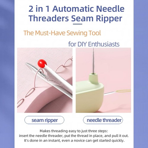 Portable 2in1 Needle Threader and Seam Ripper Sewing Needle Threading Tool Best - Picture 7 of 20