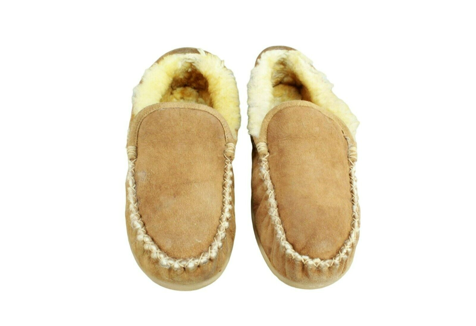 LL Bean Men's Brown Suede Wicked Good Shearling Lined Slippers