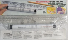 NEW Rolling Ruler 12" Compass Protractor T-Square For Angles Arcs Circles Lines