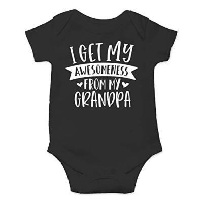 I Get My Awesomeness From My Grandpa - Funny Cute Infant 6 Months Black