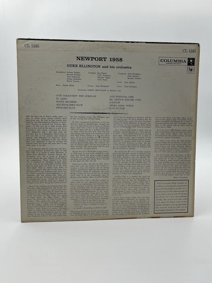 DUKE ELLINGTON AND HIS ORCHESTRA NEWPORT 1958 LP VG+ VINYL COLUMBIA CL1245 - Image 2 of 4