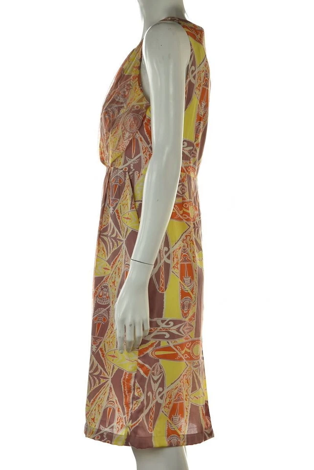 Vestido feminino Vanessa Virginia tamanho 2 roxo estampado bainha de seda comprimento do joelho - Imagem 3 de 4