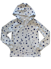 Sweet Butterfly girls star print kangaroo pocket hoodie long sleeve top gray 6x