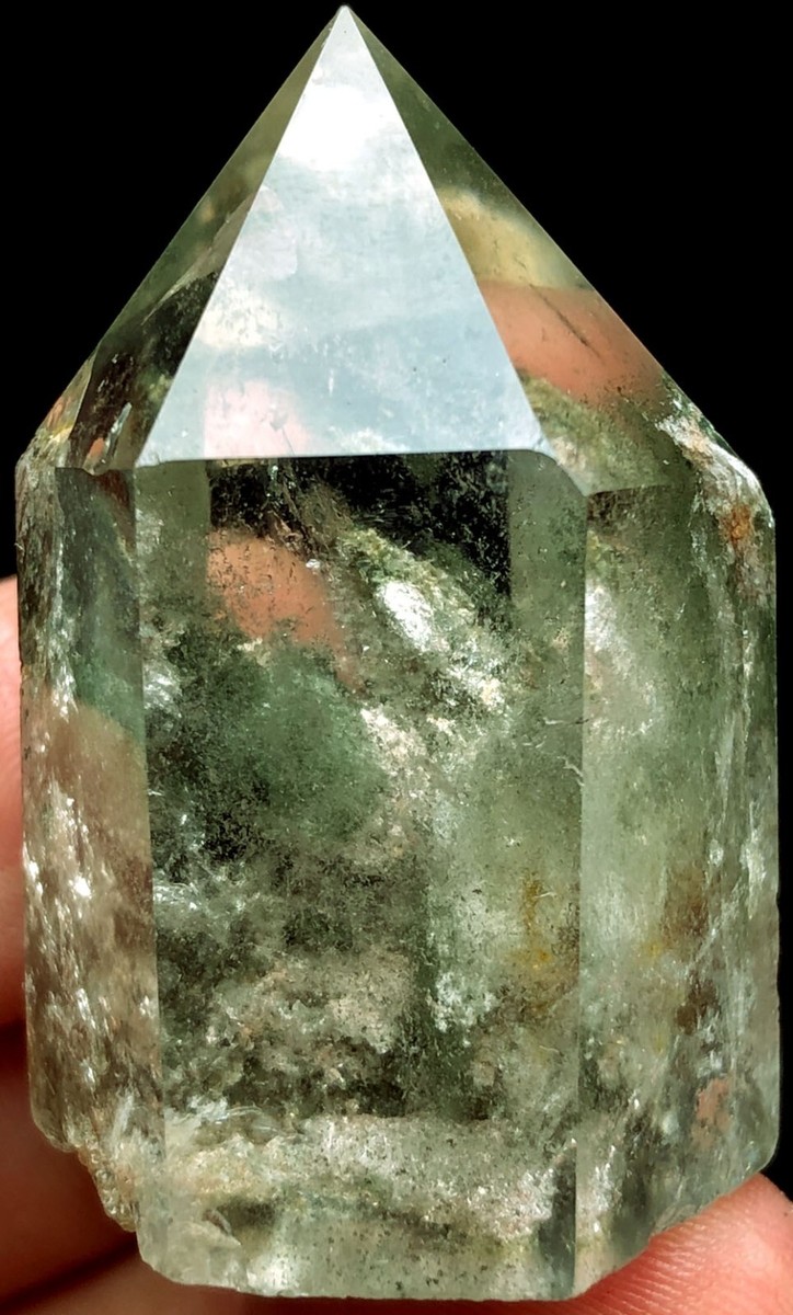 45g Natural Phantom 'Green Ghost' Lemurian QUARTZ Crystal Point