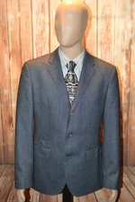 Hugo Boss Men Charcoal HerringboneWool Silk 3 Front Button Sports Coat Sz 40R