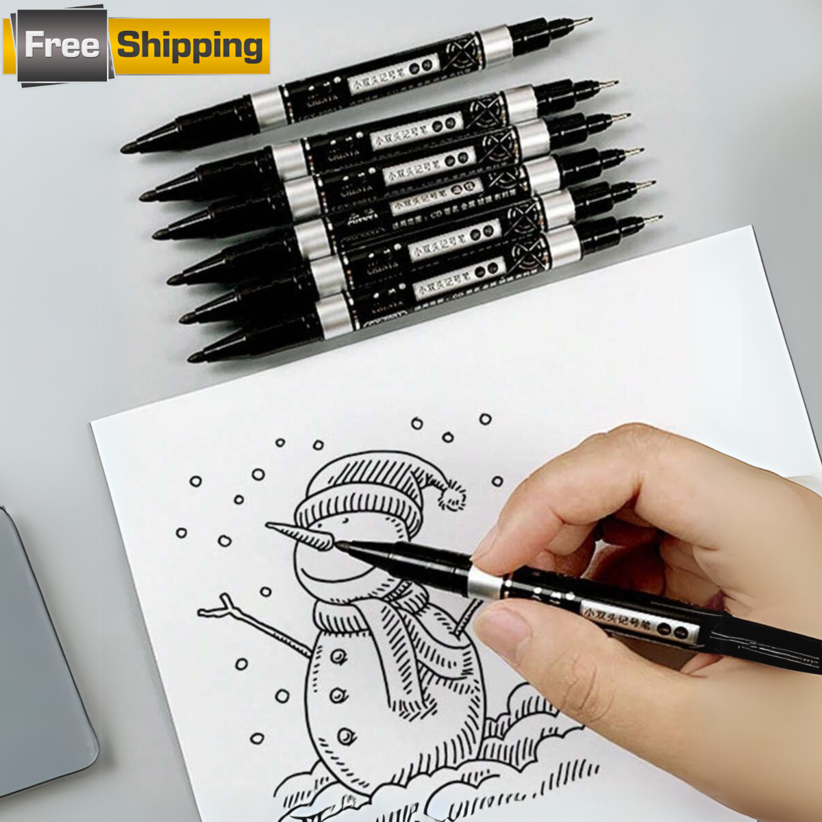 6pcs Double-Headed Outline Marker Pens Set, Creative Art Supplies