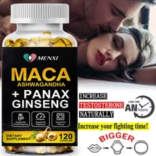 Maca Root + Ashwagandha + Korean Ginseng 12000mg, Peruvian Maca Root 120 Capsule