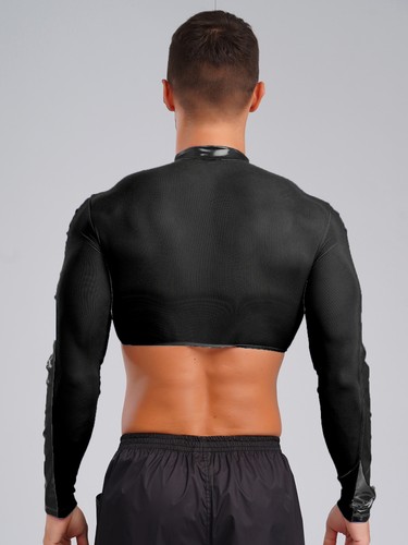 Men Undershirt See Through Shirts Metallic Tops Party Top Long Sleeves Clubwear - Bild 22 von 74