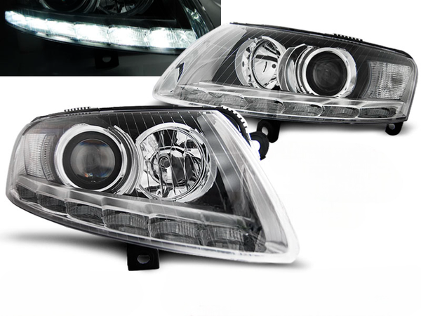 Scheinwerfer Paar Audi A6 C6 04-08 Xenon Daylight DRL LED Chrom-image