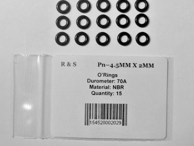 15 O-rings Size 4.5mm ID x 8.5mm OD x 2mm thick  / NBR 70 Durometer  / R&S