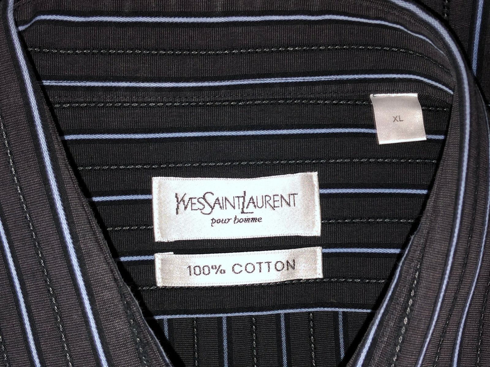 Chic Camicia Antracite a Righe Yves Saint Laurent Taglia XL come Nuovo