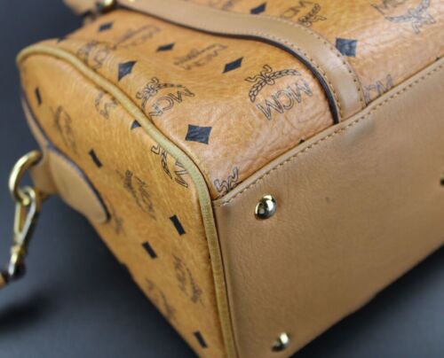 MCM Tasche Handtasche Umhängetasche bowling Bag cognac braun gold schwarz - Bild 15 von 19