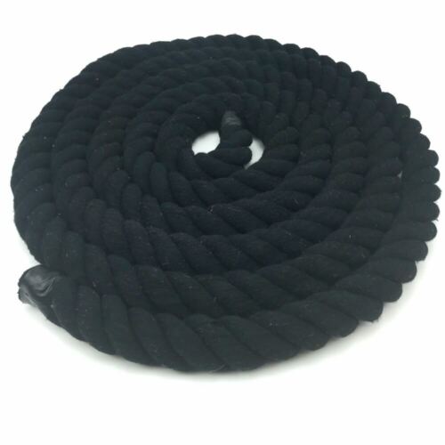 20mm Natural Black Cotton Rope x 60 Metres 3 Strand Cord Pure Cotton Rope