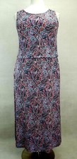 TALBOTS WOMEN'S RED BLUE SLEEVELESS PAISLEY PRINT MAXI DRESS PLUS Sz 2X