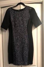 Elie Tahari Womens Dress Size 8 Black Blue  NWT Retail $84