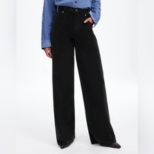Madewell Superwide Leg Pants in Corduroy True Black Size 23 NWT