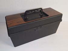 Vintage 1976 8-Track/Cassette Tape Case Faux Wood Grain Music Storage W/Handle