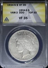 1934-S $1 Peace Silver Dollar ANACS VF 35 | VAM-3 DDO Top 50