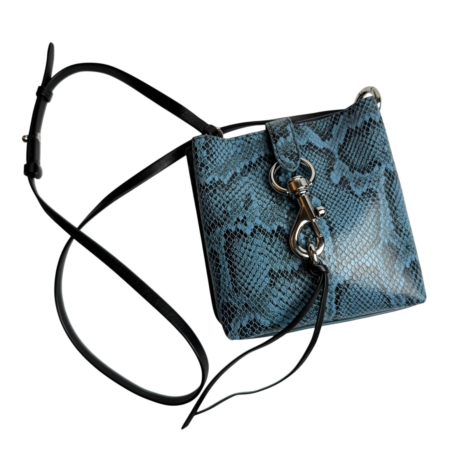 REBECCA MINKOFF Megan Mini Blue Python Leather Fe… - image 1