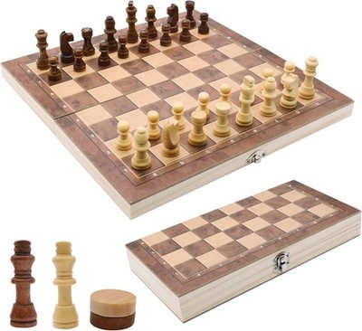 Schachspiel Holz Hochwertig, 3 In 1 Schach, Tragbare Schachbrett, Chess Board
