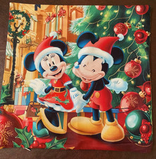 VENTE---DISNEY-Neuf-MICKEY clin d'œil et MINNIE-Taie d'oreiller douce-Noël-12x12"