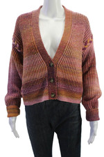 Intermix Unisex Cardigan Pink V-Neck Button Long Sleeve Bohemian Size S