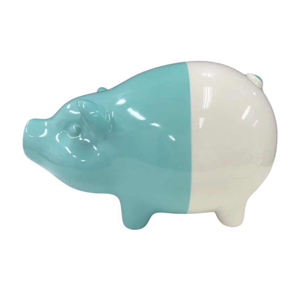 Tiffanyのピギーバンクです。 Tiffany & Co. Earthenware Color Block Blue White Piggy Bank