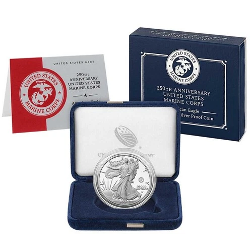 2025-P $1 1-oz Proof American Silver Eagle Marine Corps Privy w/ Box, OGP