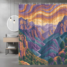 Mountain Landscape Shower Curtain Sunset Canyon Print