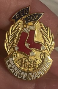 Vintage 1986 Boston Red Sox World Series Press Pin Marked Balfour 