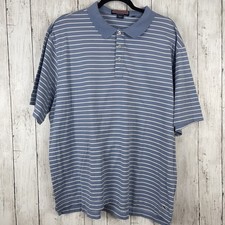 Vineyard Vines Polo Shirt Mens Large Blue Performance Striped Golf Preppy Casual
