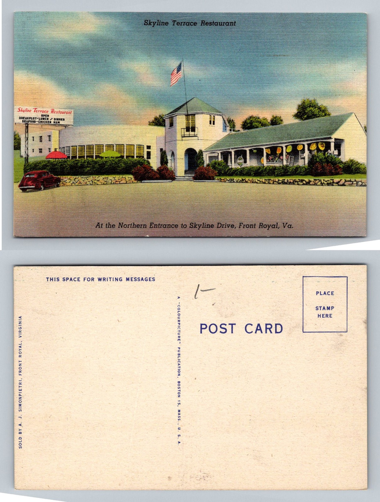 Retro Ront Front Royal, VA-Virginia, Skyline Terrace Dining Skyline Drive Vintage ...