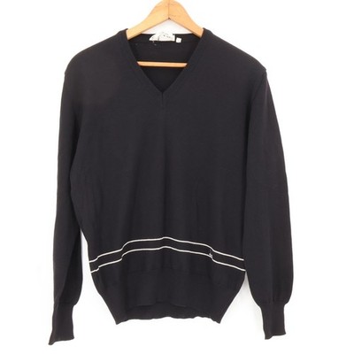 Dunhill London Black Wool V Neck Sweater Mens Vintage Old Money Preppy Size L