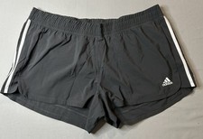 Adidas Women  s Aeroready Pacer 3S WVN Short Dark Gray Sz L