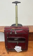 NEW SAMANTHA BROWN CROC UNDERSEAT WHEELED BAG 15"CARRYON  BURGUNDY/BROWN