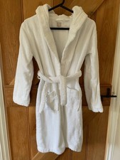 John Lewis Unisex Children's Bathrobe Dressing Gown with Hood Age 11 Yrs - White