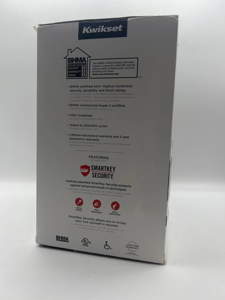 Palanca comercial Kwikset SmartCode 955 Pembroke Light - sin llave, níquel satinado Foto 4 de 4