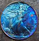 1987 American Silver Eagle Monster Blue Toned Toning ASE Rainbow Toned