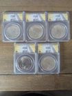 Lot of 5 Peace Silver Dollars 1922D and 1923S ANACS MS60 Details Cleaned