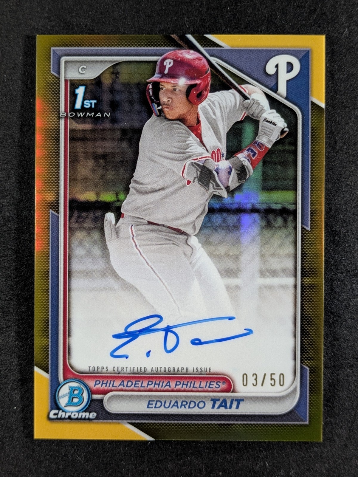 2024 Bowman Chrome EDUARDO TAIT 3/50 1st Bowman Auto Gold Refractor #CPA-ET