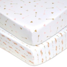 2 Pack Fitted Crib Sheets 28" x 52", Soft Breathable Neutral 100 Cotton Jers...